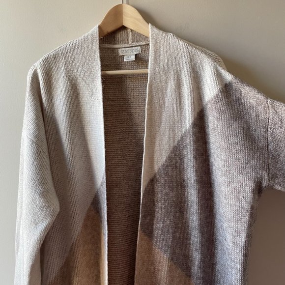 Ruby Moon | Soft Neutral Colour Block Duster Cardigan - Picture 2 of 9